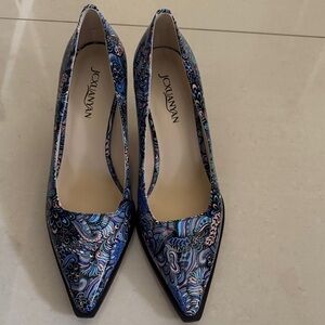 Floral Patent Leather Pointed Kitten Toe High Heel